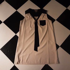 Forever 21 sheath cream and back dress with grommets and neck tie Large